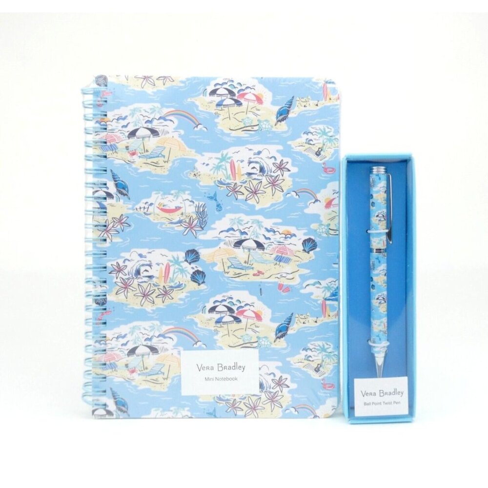 Vera Bradley Beach Treasures Mini Spiral Notebook & Ball Point Pen Set NWT